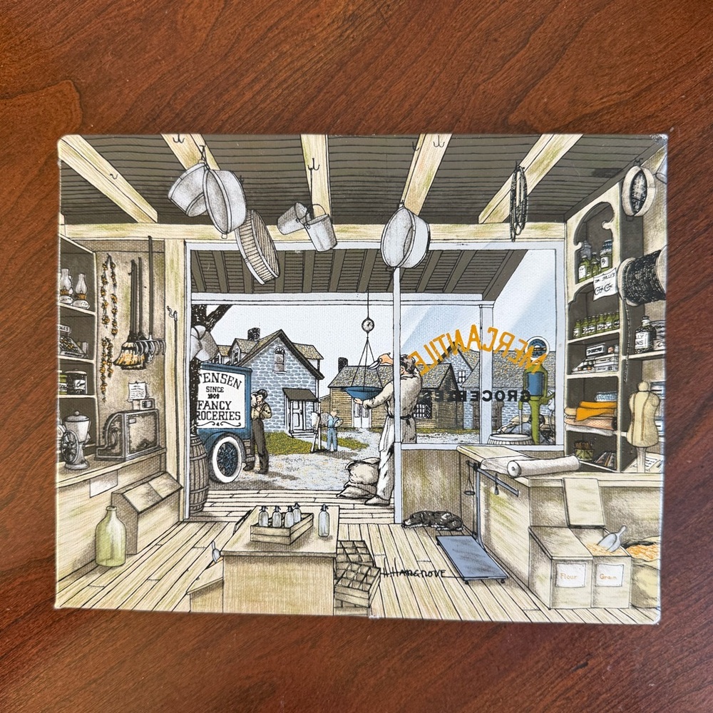 Vintage Storefront Illustration Canvas oil painting